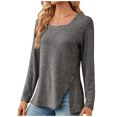 thumbnail image 1 of Timegard Womens Tops Square Neck Button Long Sleeve Split Comfy Fall Tee Dressy Casual Loose Tops Blouse, 1 of 8