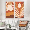 thumbnail image 1 of Designart "Midcentury Terracotta Sun Retro Landscape II" Modern Midcentury Framed Wall Art Set Of 2 - Mid-Century Brown Gallery Wall Frame Set For Home Decor, 1 of 6