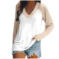 thumbnail image 2 of EQWLJWE Fall Raglan Sleeve Tunic Tops Womens Plus Size Color Block V Neck Raglan Long Sleeve Shirts Casual Fall Sweatshirts Holiday Raglan Sleeve Tops, 2 of 4