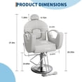 thumbnail image 3 of AKDSteel Fauteuil de Barbier de Salon avec Levage Hydraulique, Appuie-Tête et Repose-Pieds Réglables, Conception Inclinable Pivotante à 360°, Confortable et Polyvalente pour la Coiffure Professionnelle, 3 of 8