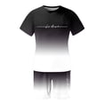 thumbnail image 4 of SHIXIAOO Male Print Short Sleeve T Shirt and Shorts Two Piece Set with All Print Print Shirt and Quarter Pants Set Pinstripe Suit Jacket Men Suite for Man Suite for Teens Graduation Suits for Men, 4 of 5