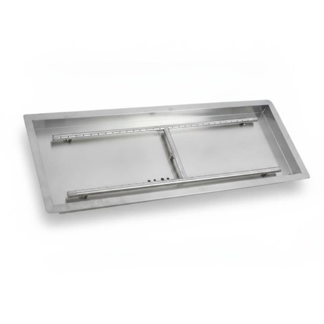 Ourlova Superior Stainless Steel Fire Pit Igniter Kit 48x14 Inch Rectangular Drop In Pan 14inch silver