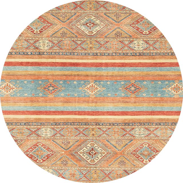 Ahgly Company Tapis d'Intérieur Ronds Abstraits Orange Tapis de Zone Abstraits, 8 Pieds Rond