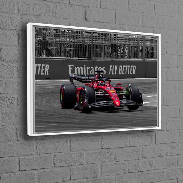Grande Oeuvre Murale Mettant en Vedette Charles Leclerc en Ferrari, Art de Course sur Toile pour Inspiration de Déco Maison Moderne