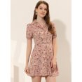 thumbnail image 2 of INSPIRE CHIC Robe Trapèze Vintage à Fleurs pour Femme à Manches Courtes Boutonnée Rose Poudré m, 2 of 5