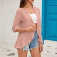 thumbnail image 4 of Yuyuzo Cardigan à Manches 3/4 pour Femmes, Ouvert à l'Avant, Cardigan Léger à Volants, Blouse Décontractée au Crochet, Hauts, 4 of 7