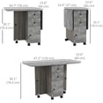 thumbnail image 3 of HOMCOM Foldable Dining Table, Drop Leaf Table on Wheels, Weathered Grey Oak, 3 of 10