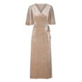 thumbnail image 4 of SMihono Robe d'Été Bohème pour Femmes Grande Taille Mode Décontractée Printemps et Été Fendue Col en V Manches Courtes, 4 of 6