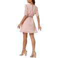 thumbnail image 3 of INSPIRE CHIC Robe pour Femme à Col Rond, Manches Froncées, Étoiles Métalliques Brillantes, Rose, TG, 3 of 5