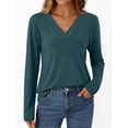 thumbnail image 1 of ShomPort Long Sleeve T-Shirts for Womens V-Neck Lightweight Solid Color Soft Blouses Breathable Comfort Daily Elastic Pullover Tees Tops, 1 of 6