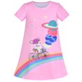 thumbnail image 1 of T-shirt Robe Fille Rose Arc-en-Ciel Chien Bicyclette Planet Star Manches Courtes 8 Ans, 1 of 6