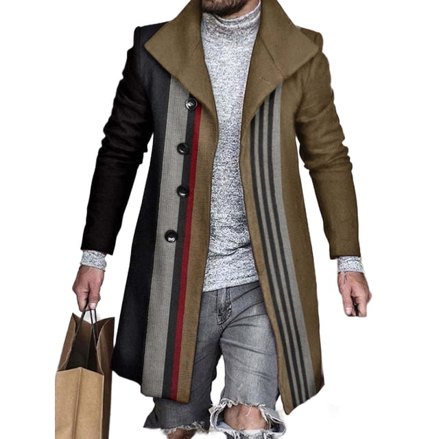 Innerwin Manteaux à Manches Longues pour Hommes, Veste Décontractée à Col à Revers pour les Vacances, Kaki TG