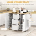 thumbnail image 3 of CoSoTower Rolling Kitchen Cart on Wheels with Drop Leaf, Kitchen Island with 3 Drawers, Solid Wood Top and Towel Rack, White, 3 of 7