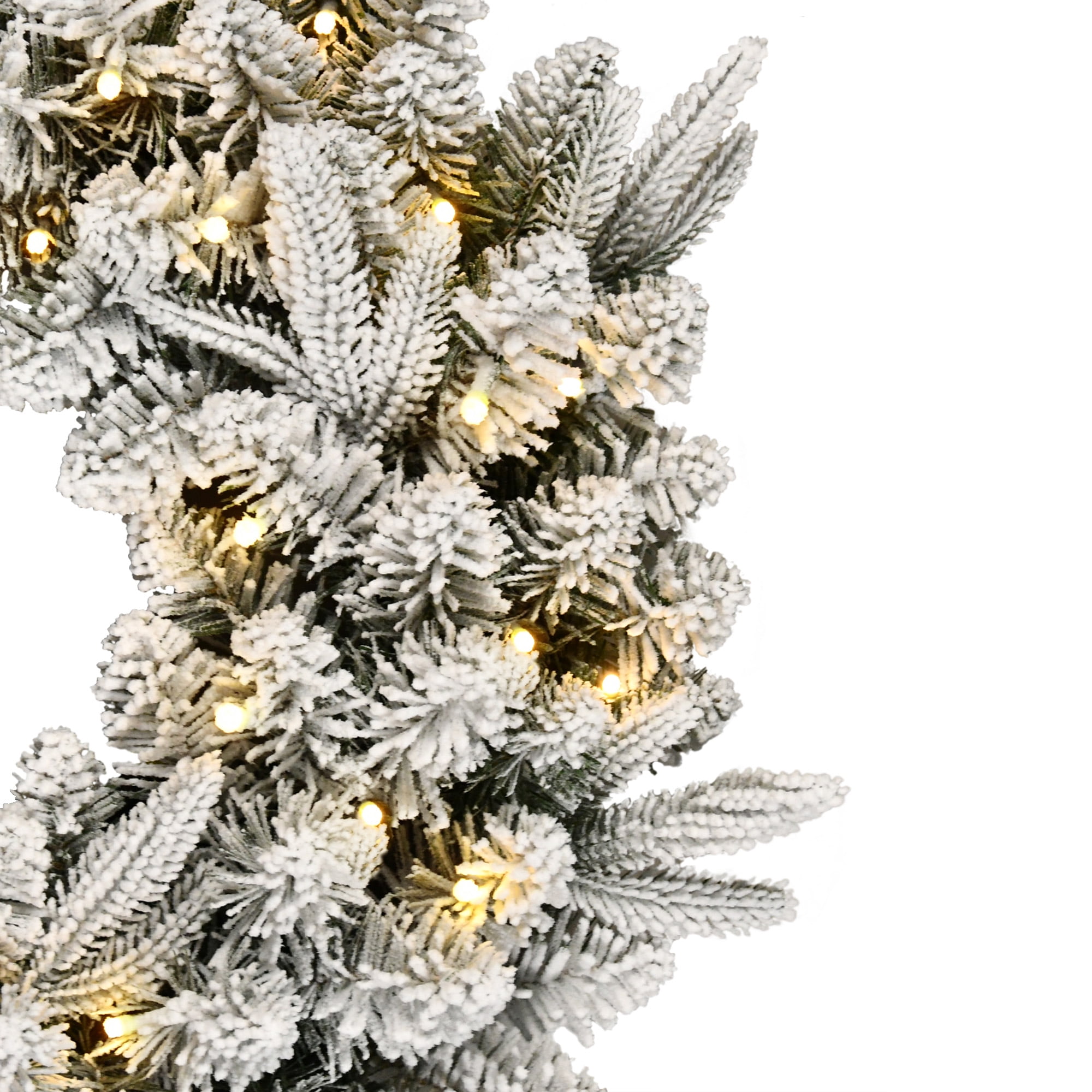 Holiday Time 24" Pre-lit Flocked Christmas Artificial Wreath, Green