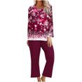 thumbnail image 1 of Pisexur Pyjama de Noël pour Femmes Ensemble Deux Pièces Tendance des Fêtes Imprimé Flocon de Neige Pyjamas de Noël Décontractés Manches Longues Col Rond Hauts Pantalons de Pyjama Tenue de Nuit, 1 of 5