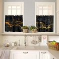 thumbnail image 4 of Marble Texture Valances Set for Kitchen, Black and Gold Abstract Marble Home Decor Rod Pocket Window Drapes for Kitchen Living Room Dining Room Office 52x18 Inch + 27x36 Inch X 2, 4 of 5