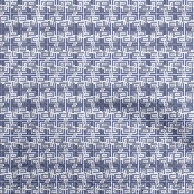 oneOone Cotton Silk Blue Fabric Geometric Craft Projects Decor Fabric Printed By The Yard 42 Inch Wide