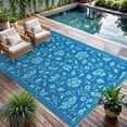 thumbnail image 2 of Garvee 8'x10' Outdoor Rug Waterproof Floral Camping Carpet, Reversible Plastic Straw Rug Outdoor Rug for Patio RV Balcony Backyard, Navy Blue, 2 of 6