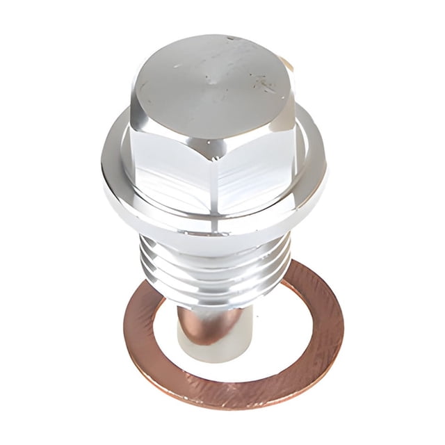 Silver Magnetic Oil Drain Plug M12X1.25 Aluminum Alloy Oil Pan Screw Car Modification Transmission Plug With Gasket High Performance Engine Protection 1.18 Inch