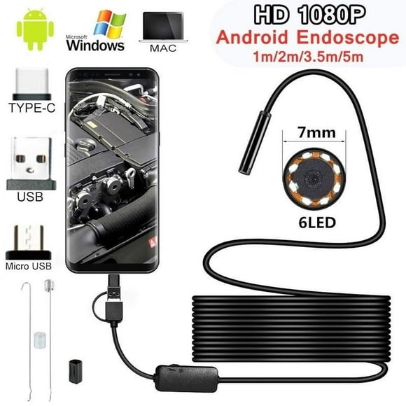 1M/2M/3.5M/5M Professional 7.0mm Endoscope Camera 1080P HD USB Endoscope with 6LED Cable Waterproof Inspection Borescope for Android PC