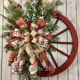 thumbnail image 1 of 18in Christmas Winter Wooden Wheel Wreath  Decorated with Pine Cones  Ribbon Bow  Frosted Branches  Simulation Door Hanging Window Props Layout Decoration, 1 of 5