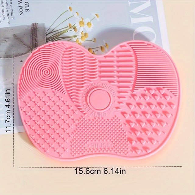 Silicone Makeup Brush Cleaning Mat With Suction Cup - Odorless, Easy-To-Clean Beauty Tool Accessory