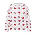thumbnail image 4 of VALMASS Chandails en Molleton de la Saint-Valentin pour Femmes Manches Longues Col Rond Décontracté Mode Ample Blouses (L, Blanc-F), 4 of 4