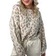 thumbnail image 1 of Honganda Pull Ample d'Automne pour Femmes Motif Léopard Manches Longues Tricot, 1 of 9