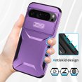 thumbnail image 4 of for Google Pixel 9 Pro XL Case, Heavy Duty Case with Camera Lens Sliding Cover, Shockproof Dropproof Non-Slip Military Grade Full Body Rugged Protection Cover Case for Google Pixel 9 Pro XL, Purple, 4 of 7