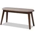 thumbnail image 1 of Bowery Hill Upholstered Bench in Light Gray and Walnut Brown, 1 of 8