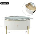 thumbnail image 2 of 31.5" Modern Round Coffee Table with 2 Large Drawers Storage Accent Table for Living Room, Off White, 2 of 9