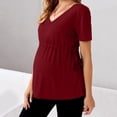 thumbnail image 2 of T-shirt de Maternité pour Femmes à Ourlet Régulier, Décontracté, Manches Courtes, Col Rond, Basique, Allaitement, Haut T-Shirt, 2 of 5