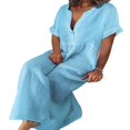 thumbnail image 1 of CHUANK Robe Maxi Ample à Manches Longues en Coton et Lin pour Femmes, Grande Taille, Unie, Boutonnée, 1 of 7