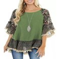 thumbnail image 1 of Blouse Femme Manches 3/4 Ourlet Floral Imprimé Léopard Ample, 1 of 6