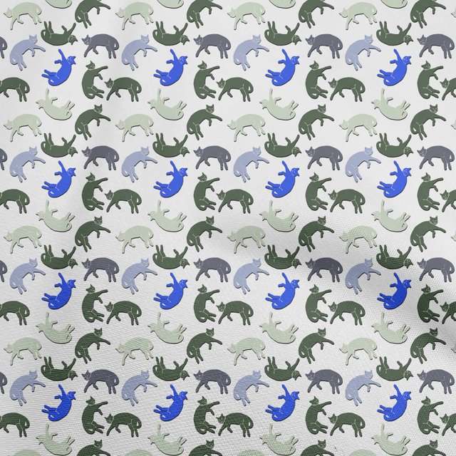 oneOone Polyester Spandex Blue Fabric Animal Cat Sewing Craft Projects Fabric Prints By Yard 56 Inch Wide