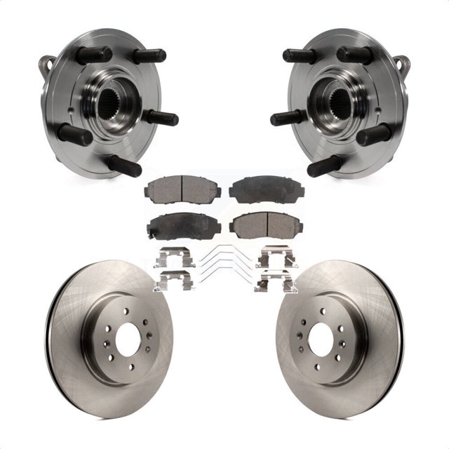 Transit Auto Front Hub Bearing Assembly Disc Brake Rotors and Ceramic Pads Kit for Car 2011-2014 Honda Odyssey KBB-100646