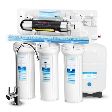 Geekpure 6 Stage Reverse Osmosis Drinking Water Filter System with UV-Filter-75GPD