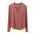 thumbnail image 1 of Haut de Pyjama en Modal pour Femmes 2025 Été T-Shirts à Col Rond Chandails à Manches Longues Coupe Décontractée Vêtement de Nuit Confort Tenue d'Intérieur Ultra Doux Chemise de Nuit Texturée, 1 of 4