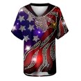 thumbnail image 5 of Débardeurs d'Été Grande Taille pour Femmes Col Ras du Cou T-Shirts Imprimés Manches Courtes T-Shirt Blouse Hauts Amples T-Shirt Col en V Femmes en Liquidation, 5 of 5