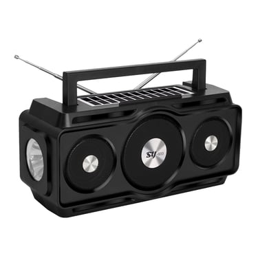 Radio Fm avec Bluetooth, Haut-Parleur Bluetooth Étanche, Radio Fm Numérique Portable Am avec Lampe de Poche, Lampe de Lecture à Recharge Solaire