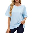 thumbnail image 4 of T-shirts à Manches Courtes pour Femmes Été Col Rond Décontracté Mode T-Shirt Basique Vêtements Mignons Tenues Tendance, 4 of 6