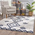 thumbnail image 1 of homeroots home decor 392374 7’ x 9’ Gray and Navy Boho Chic Area Rug, 1 of 1