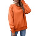 thumbnail image 1 of IROINID T-Shirt à Manches Longues en Polyester Réduit pour Femmes Chemises en Coton pour Femmes Quotidien Nouveau Bas Fendu en Molleton Col Rond Chandail avec Peluche et Chandail Épaissi, Orange, 1 of 8