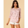 thumbnail image 2 of INSPIRE CHIC Blouse Fluide en Mousseline à Volants à Manches 3/4 à Imprimé Floral pour Femme, 2 of 6
