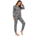 thumbnail image 3 of Women Pajama Set Long Sleeve Star Print Lounge with Pockets, 3 of 5