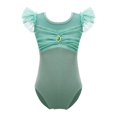 thumbnail image 1 of CHUANK Kids Girls Ballet Dance Gymnastics Leotard Tutu Ruffle Sleeve Ruched Mesh Bodysuit Ballerina Dancing Class Performance Dancewear, 1 of 7