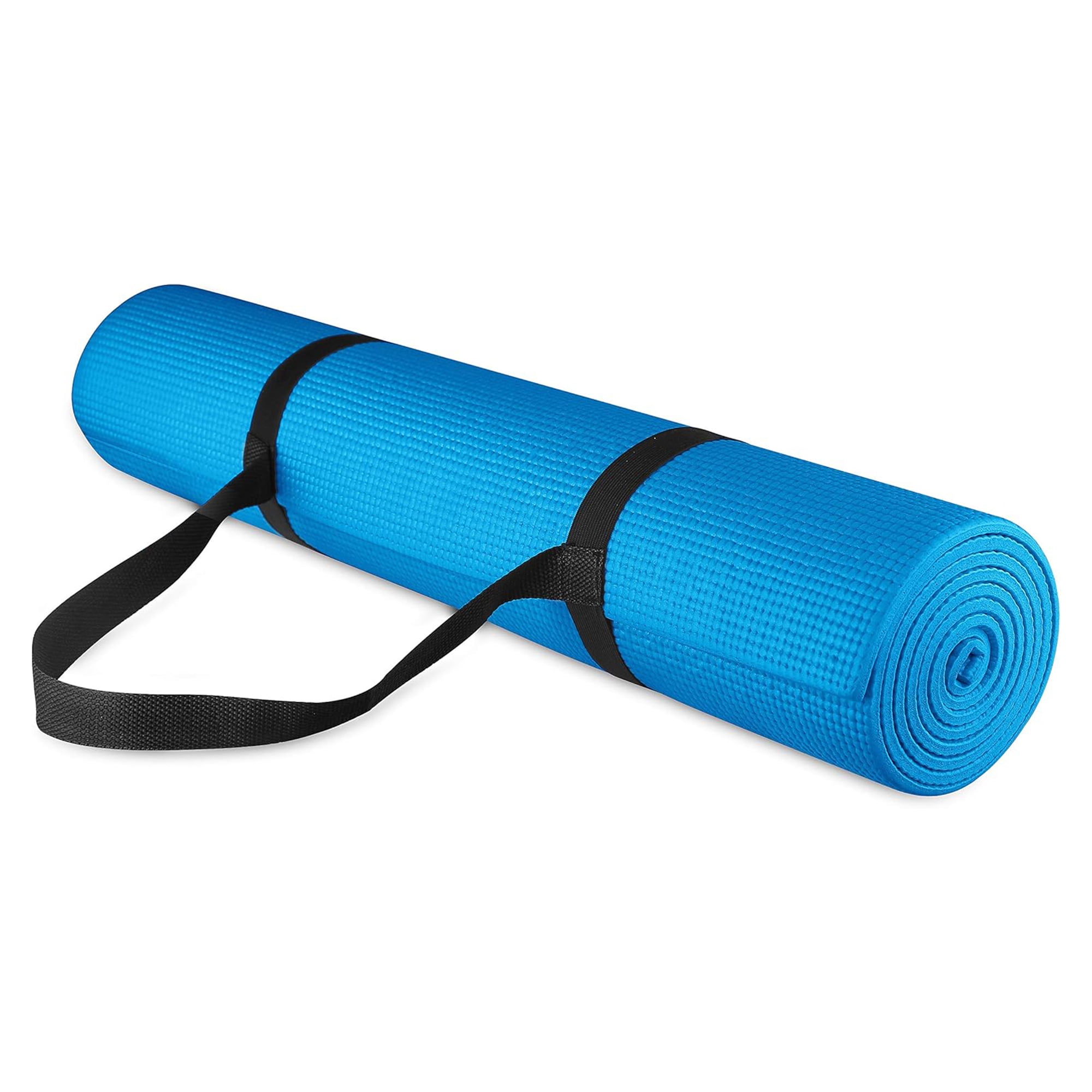 Fitvids 1/4-Inch High Density Thick Non Slip Workout Yoga Mat with Carry Strap, Blue