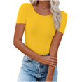 thumbnail image 1 of Timegard Tops for Women Summer Crew Neck Short Sleeve Solid Color Blouse Casual Tops Basic Tee Shirts, 1 of 6