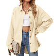 thumbnail image 1 of RXIRUCGD Mode Femme Couleur Unie Manches Longues Col à Revers, Beige, Taille : 2TG, 1 of 9