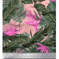 thumbnail image 1 of Soimoi Modal Satin Fabric Floral & Leaves Tropical Decor Fabric Printed Yard 42 Inch Wide, 1 of 3